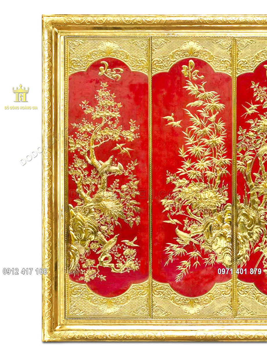 tranh đồng t&ugrave;ng c&uacute;c tr&uacute;c mai